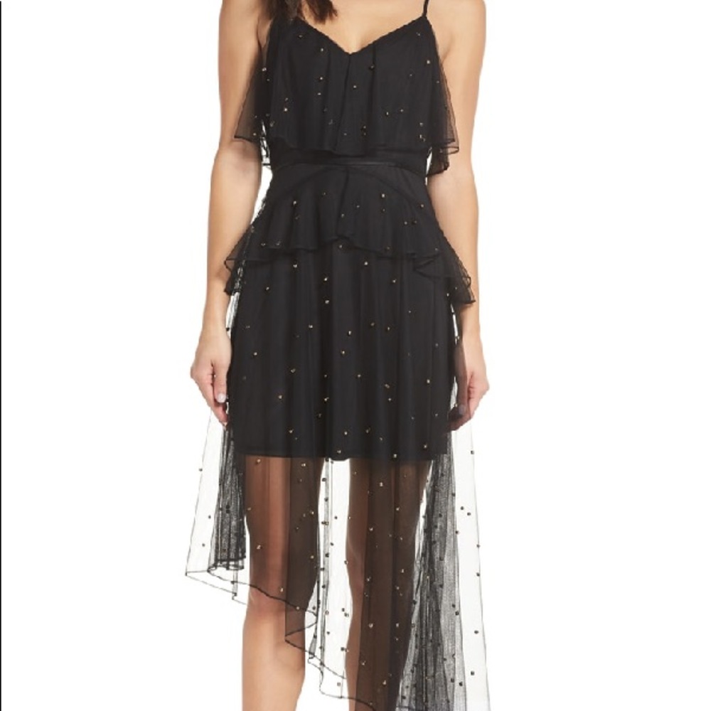 Sheer gold studded dress